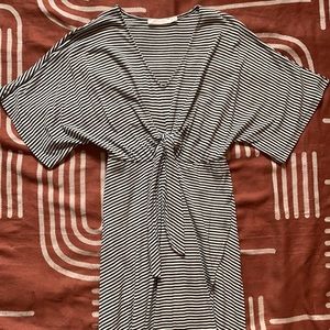 LUSH Striped Kimono Front Tie Wrap Maxi Dress